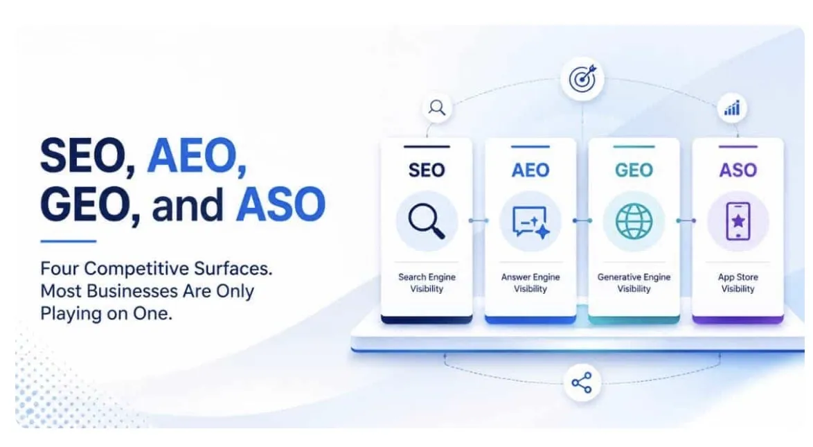 SEO, AEO, GEO, and ASO: What Every Small Business Needs to Know in 2026